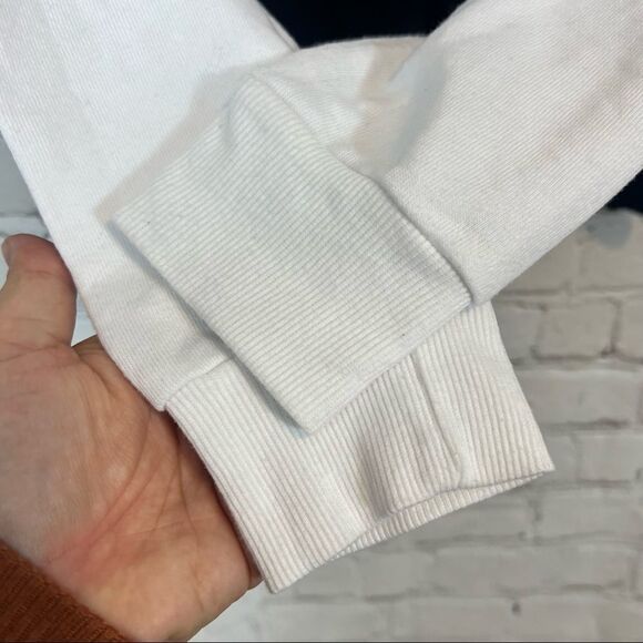 Disney Cropped Sweatshirt Large Love Mickey Colorblock Stripe Long Sleeve size m - Picture 2 of 7